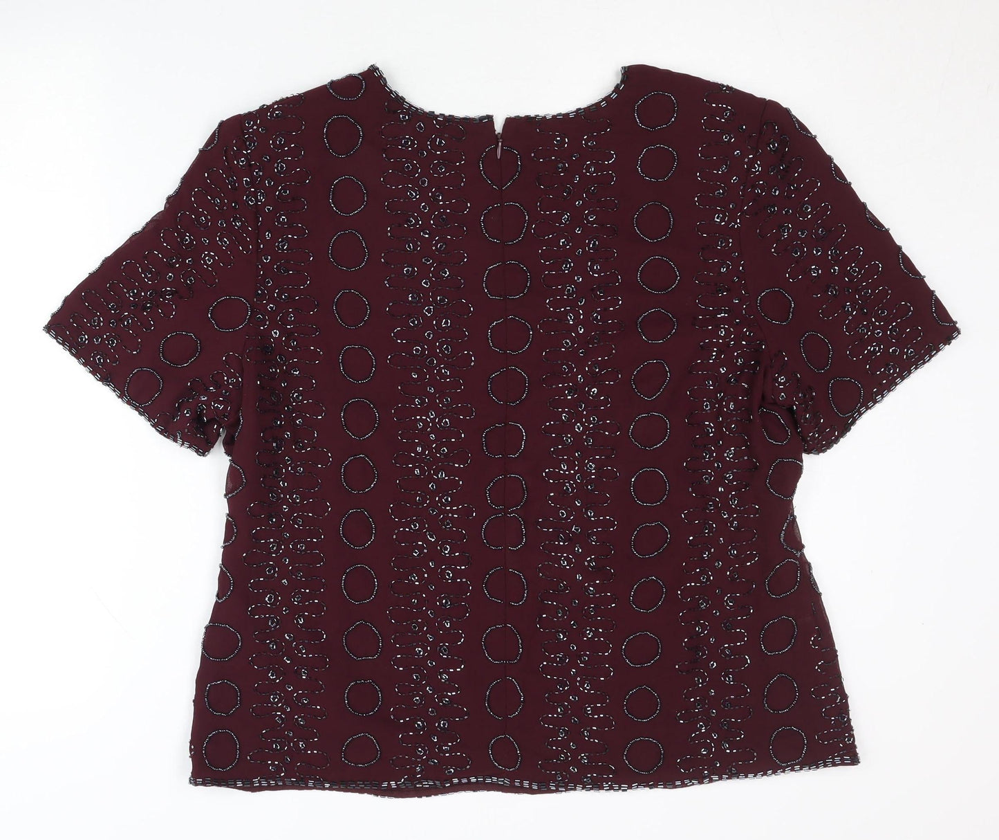 Bonmarché Women’s Red Beaded Short Sleeve Blouse Size 16