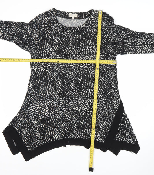 Apricot Womens Black Animal Print Tunic Blouse Size 10 Viscose
