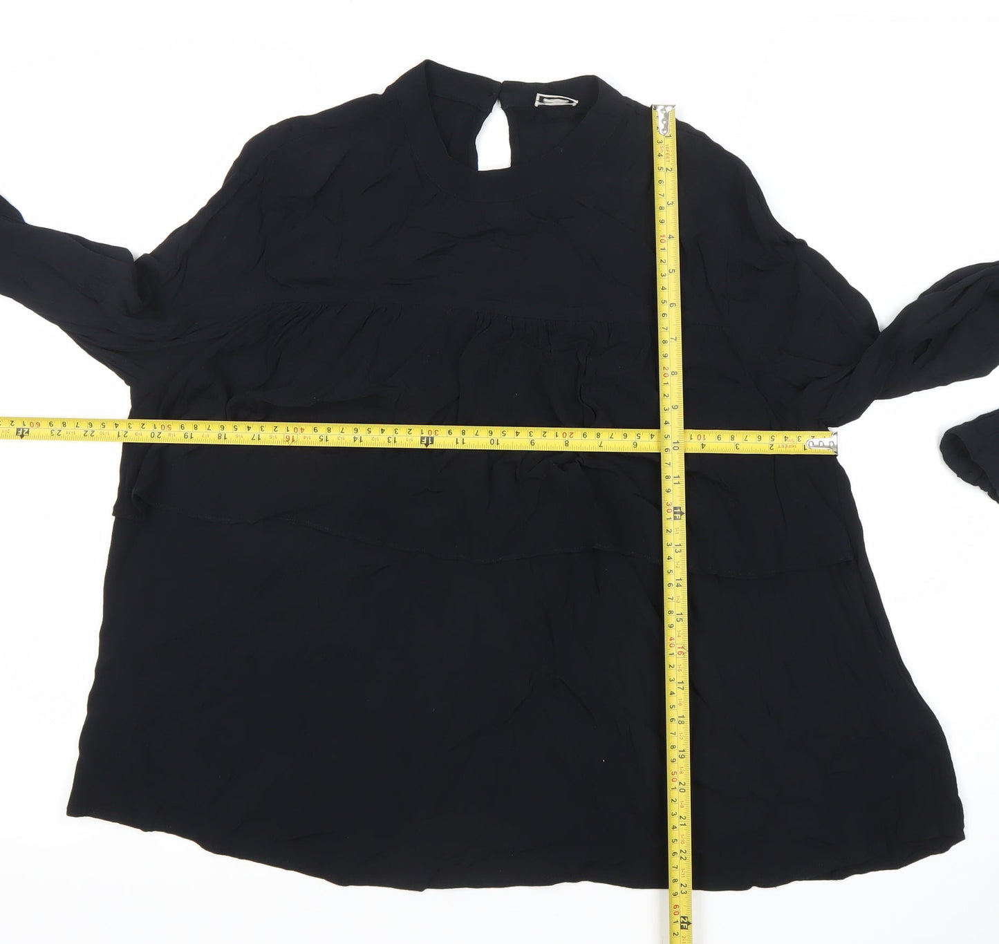 Pimkie Women Black Blouse Size 12 Tunic Long Sleeve Viscose
