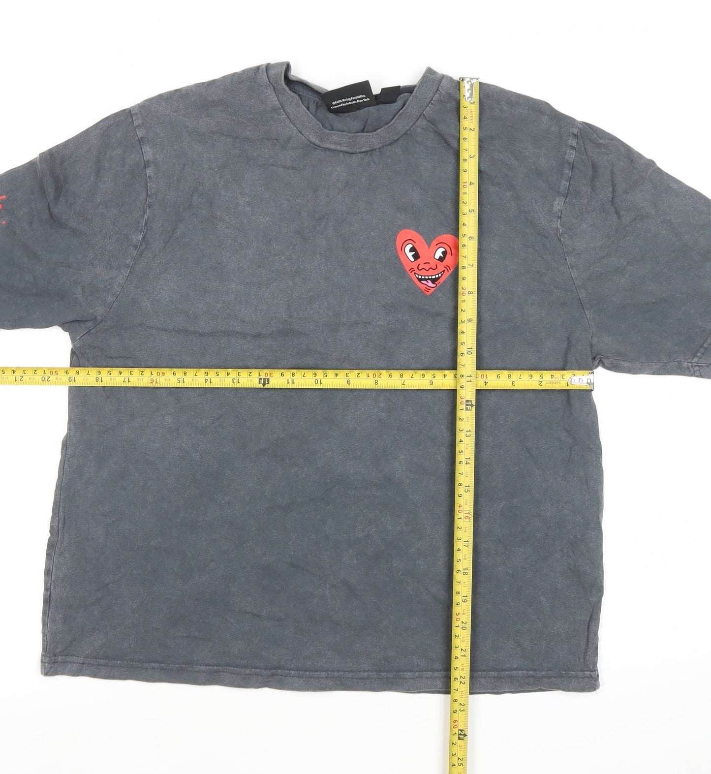 Keith Haring Womens Grey XS T-Shirt Short Sleeve Graphic Art Cotton