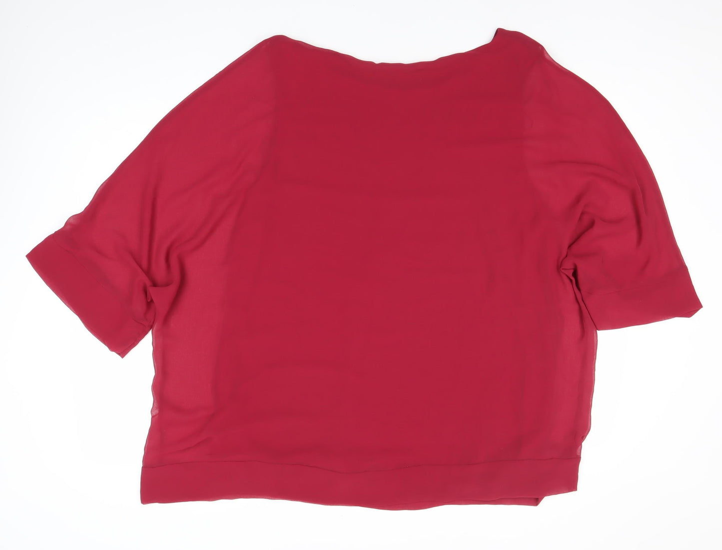John Rocha Womens Red Blouse Size 22 Chiffon Boat Neck