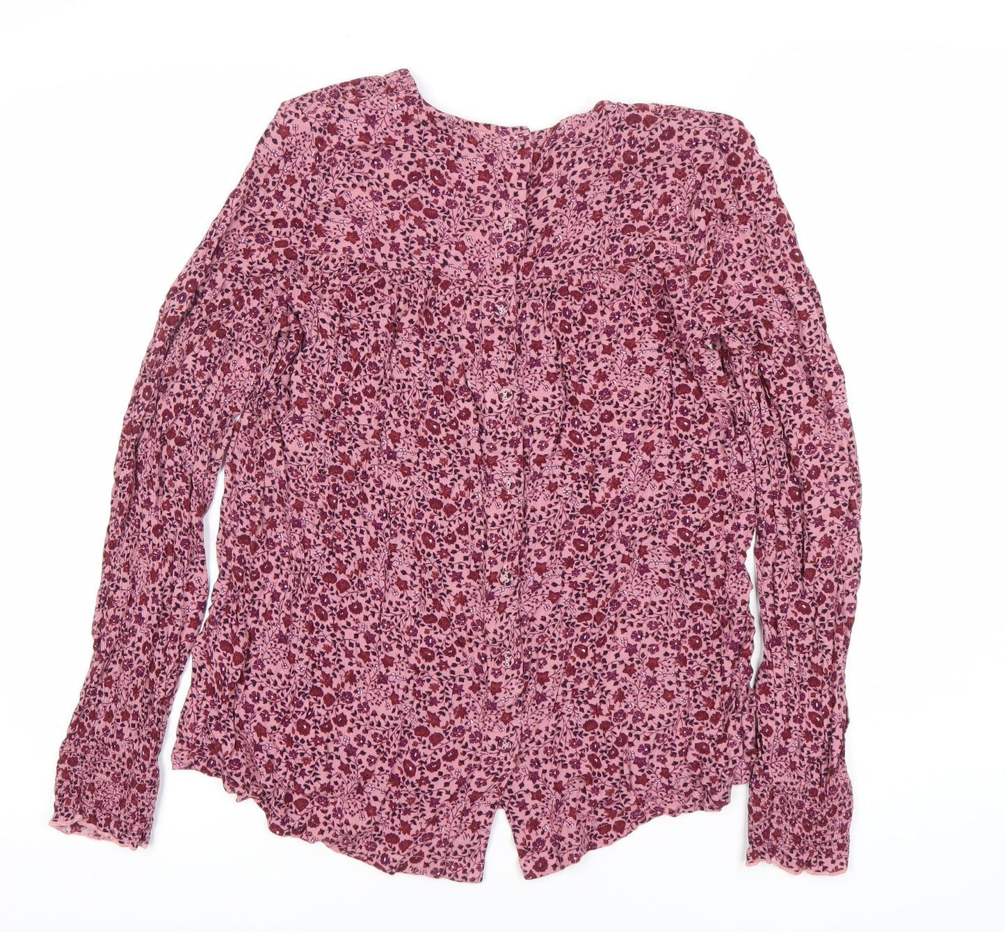 Fat Face Womens Pink Floral Viscose Long Sleeve Tunic Blouse Size 12
