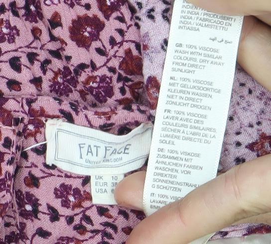 Fat Face Womens Pink Floral Viscose Long Sleeve Tunic Blouse Size 12