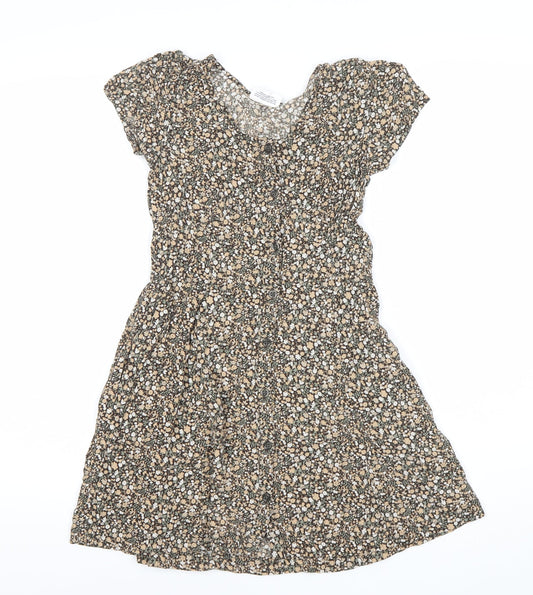 Gap Girls Multicoloured Floral Shirt Dress 12-13 Years Viscose Knee Length