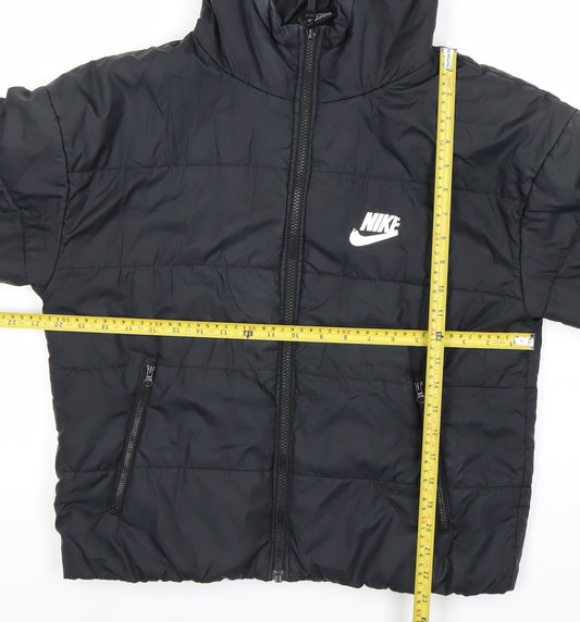 Nike Men's Black Small Puffer Jacket Hooded Winter Coat