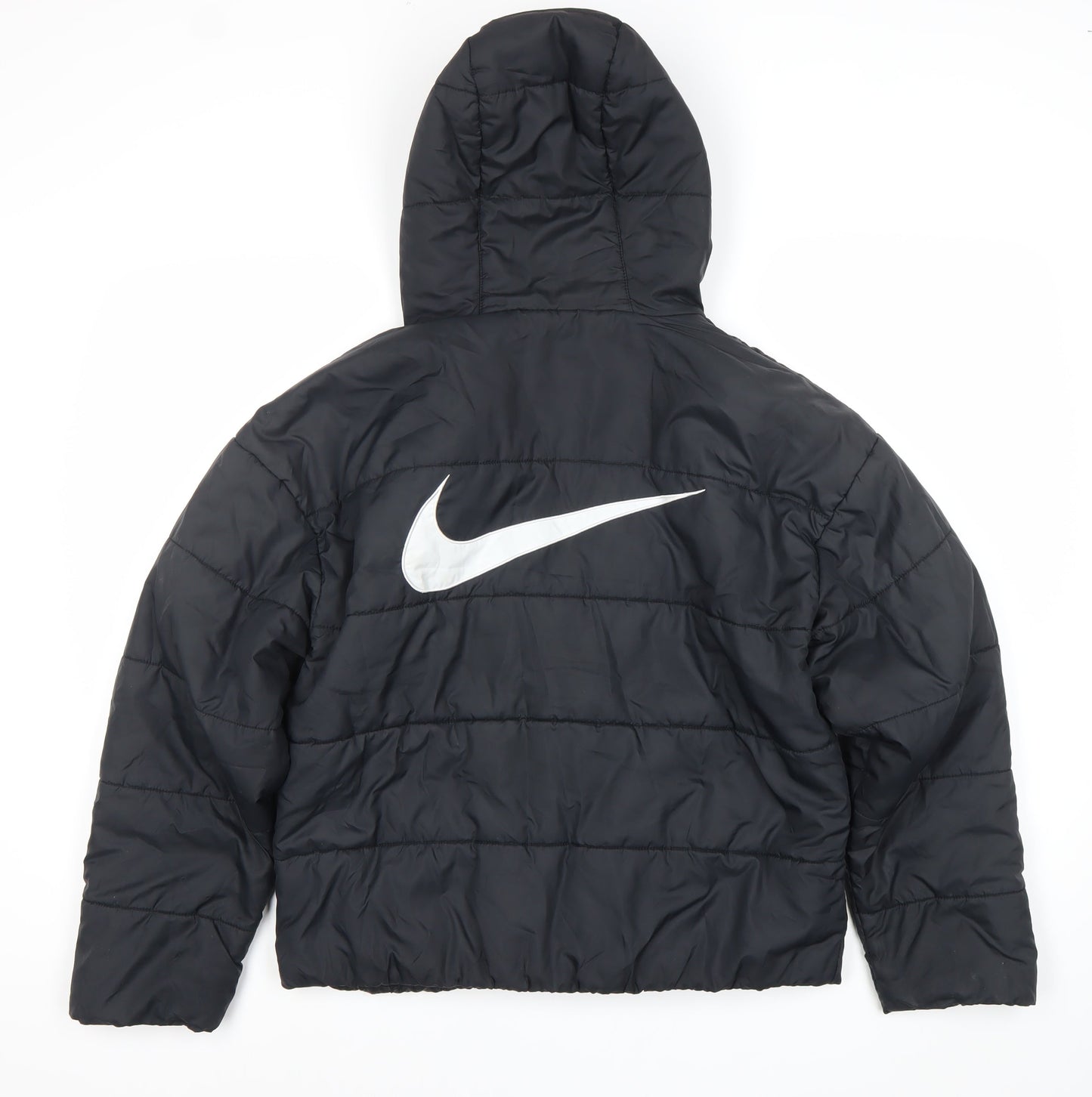 Nike Men's Black Small Puffer Jacket Hooded Winter Coat