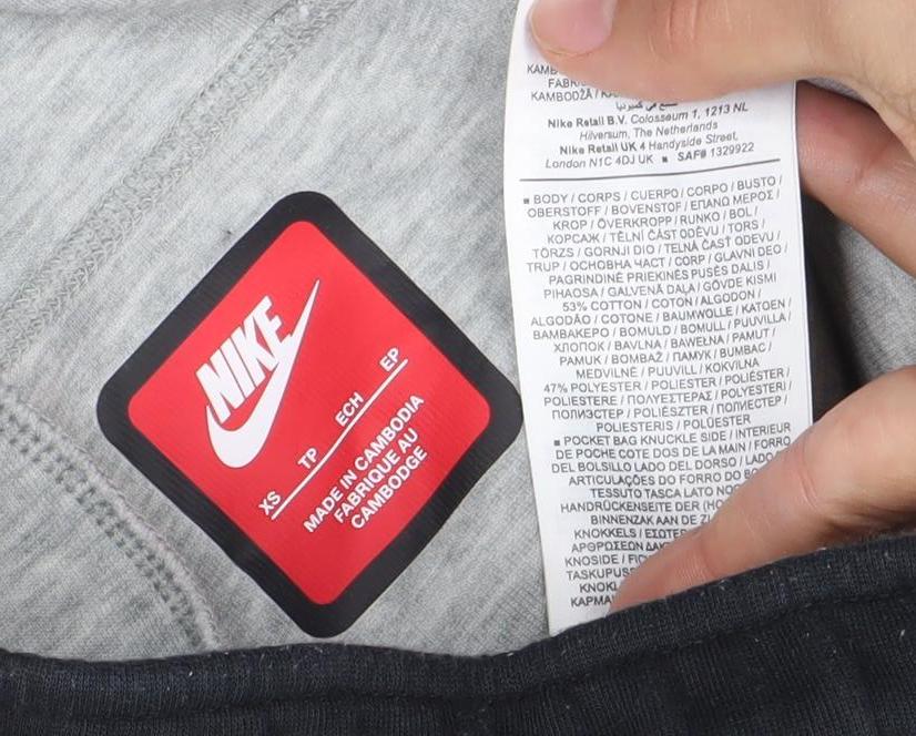 Nike Mens Grey Black XS Jogger Sweatpants Slim Fit Tapered