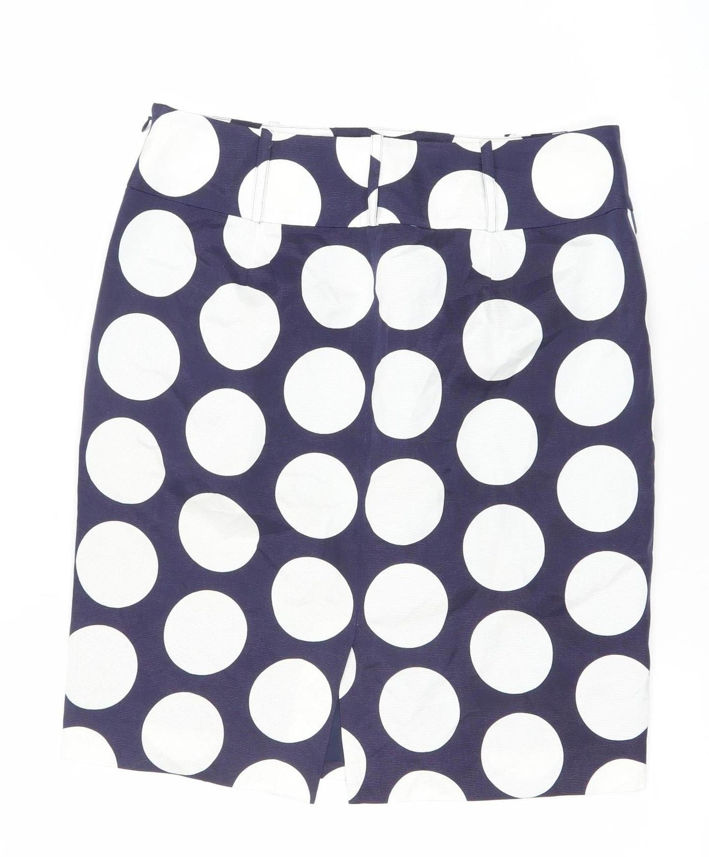 Hobbs Women Blue White Polka Dot Cotton Silk Pencil Skirt Size 10