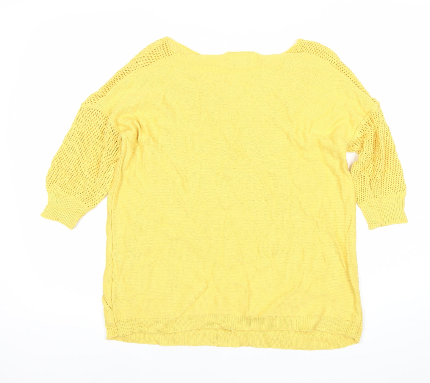 Afibel Womens Yellow Size 14 Pullover Jumper 3/4 Sleeve Knit