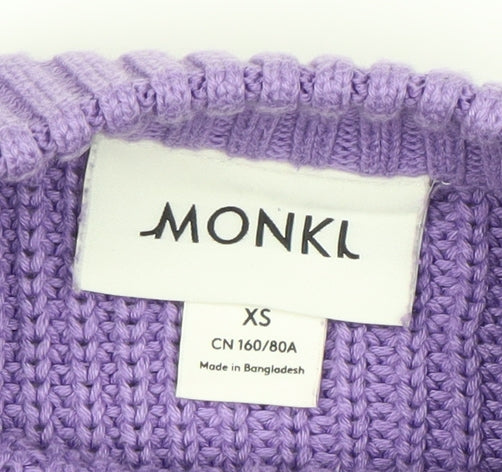 Monki Women’s Purple XS Chunky Knit Mock Neck Long Sleeve Jumper