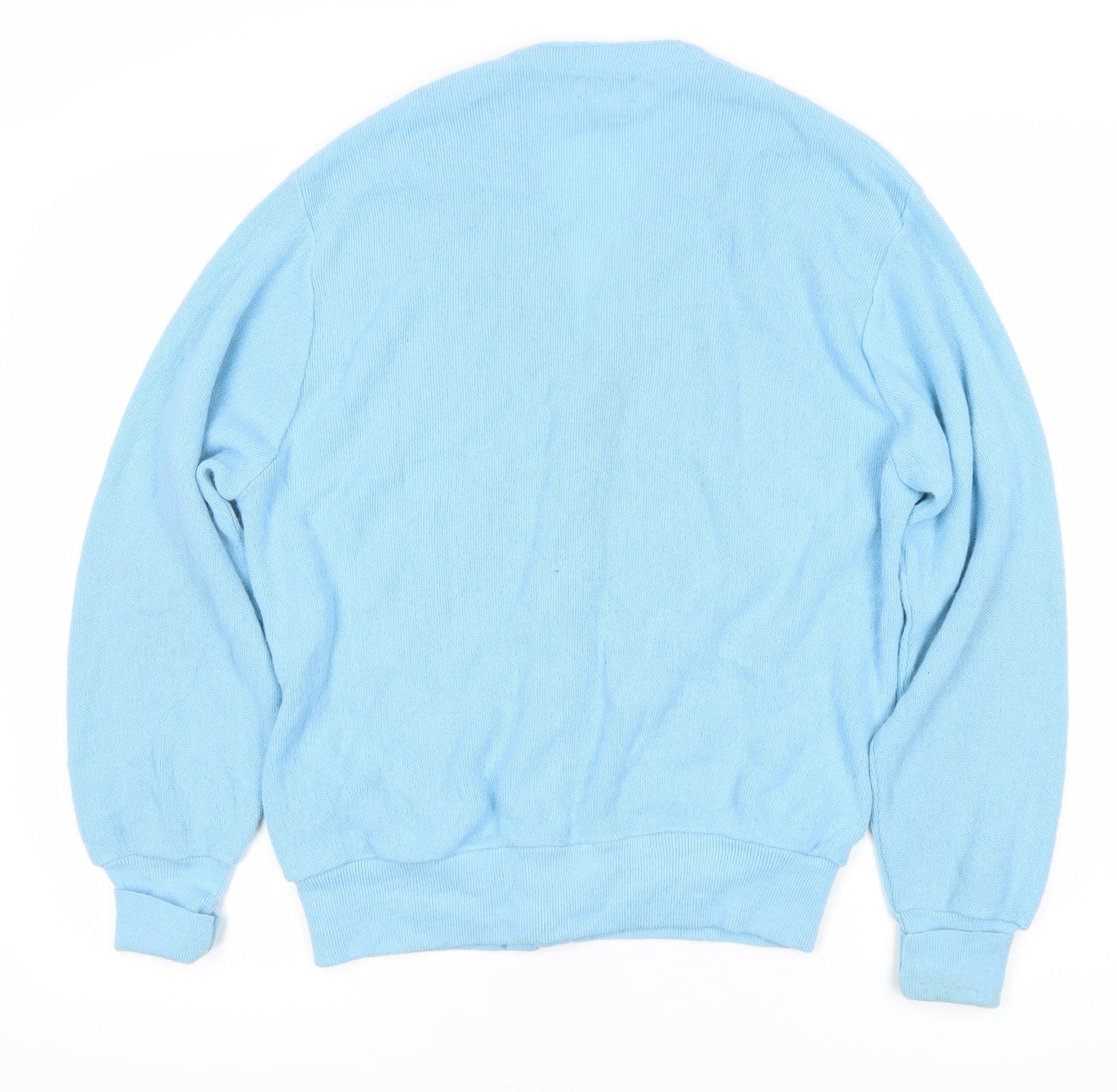 Lacoste Izod Men's Blue Cardigan Jumper M V-Neck Knit Vintage