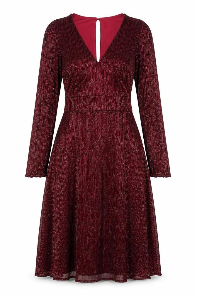 Debut Women’s Red Metallic Knee Length A-Line Dress Size 8