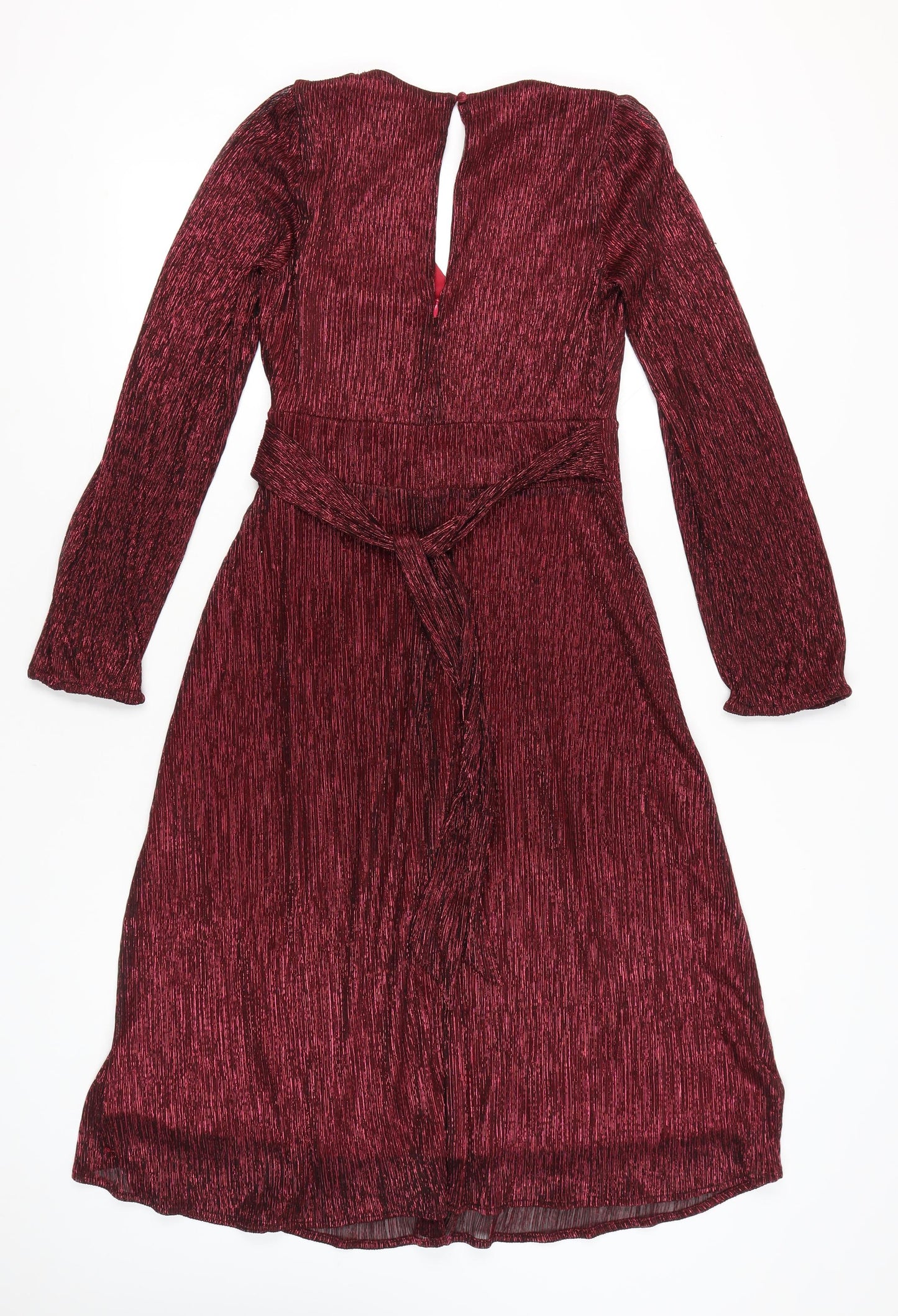 Début Women’s Red Metallic Knee Length A-Line Dress Size 8
