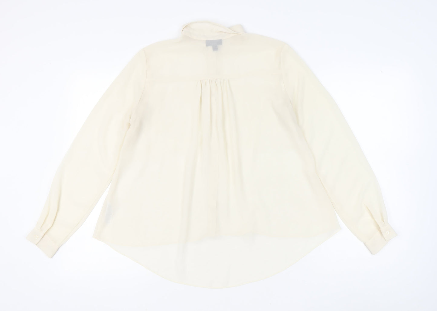 Topshop Women Ivory Lace Panel Long Sleeve Collared Blouse Size 10