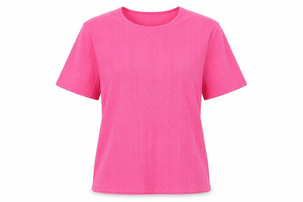 Bonmarché Women’s Pink Short Sleeve T-Shirt Top L Polyester