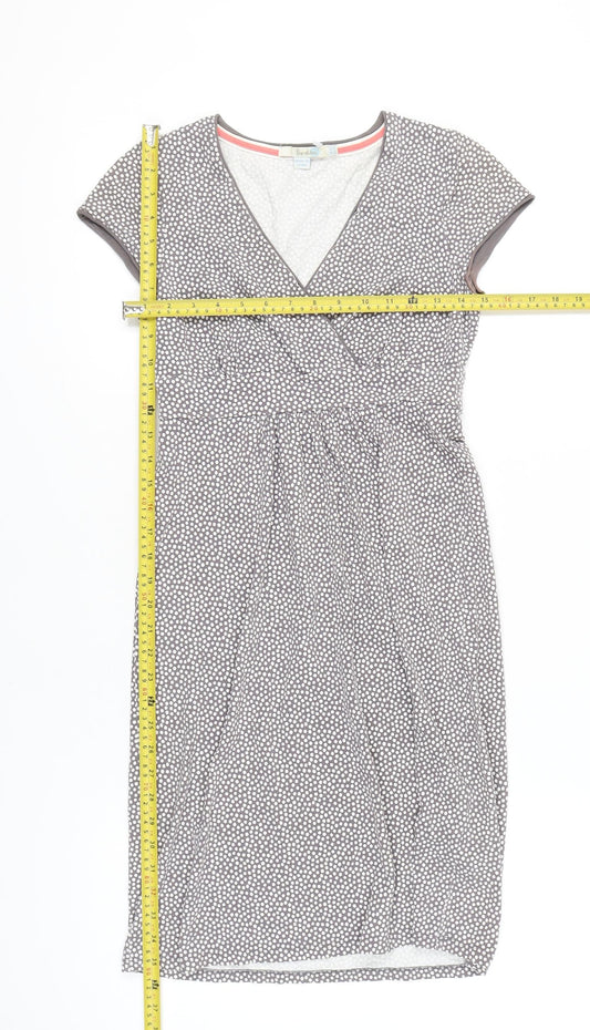 Boden Women’s Grey Polka Dot Wrap Dress Size 6P Cotton Stretch