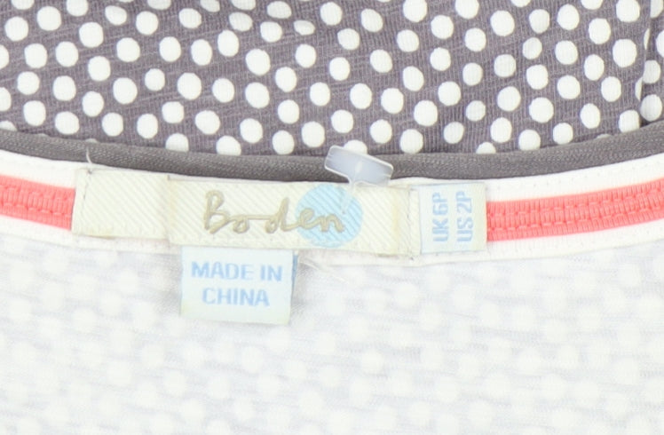 Boden Women’s Grey Polka Dot Wrap Dress Size 6P Cotton Stretch