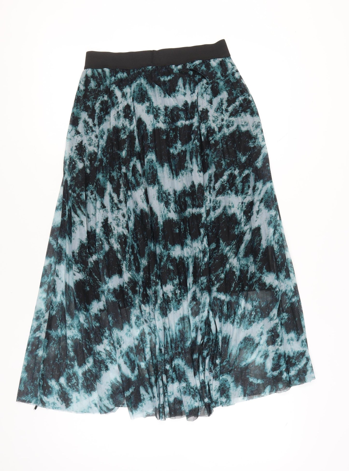 Red Herring Womens Blue Black Midi Pleated Skirt Size 12