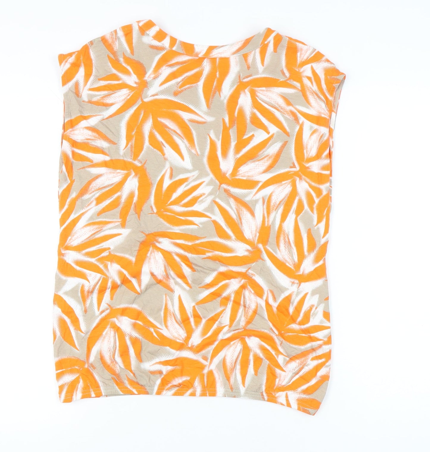 Barbara Lebek Women’s Orange Beige Floral Blouse Size 12