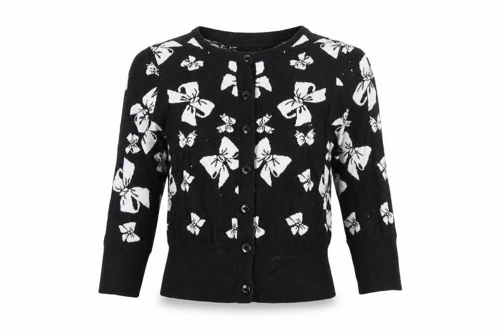 By Henry Holland Womens Black Cotton Cardigan Size 8 Crew Neck