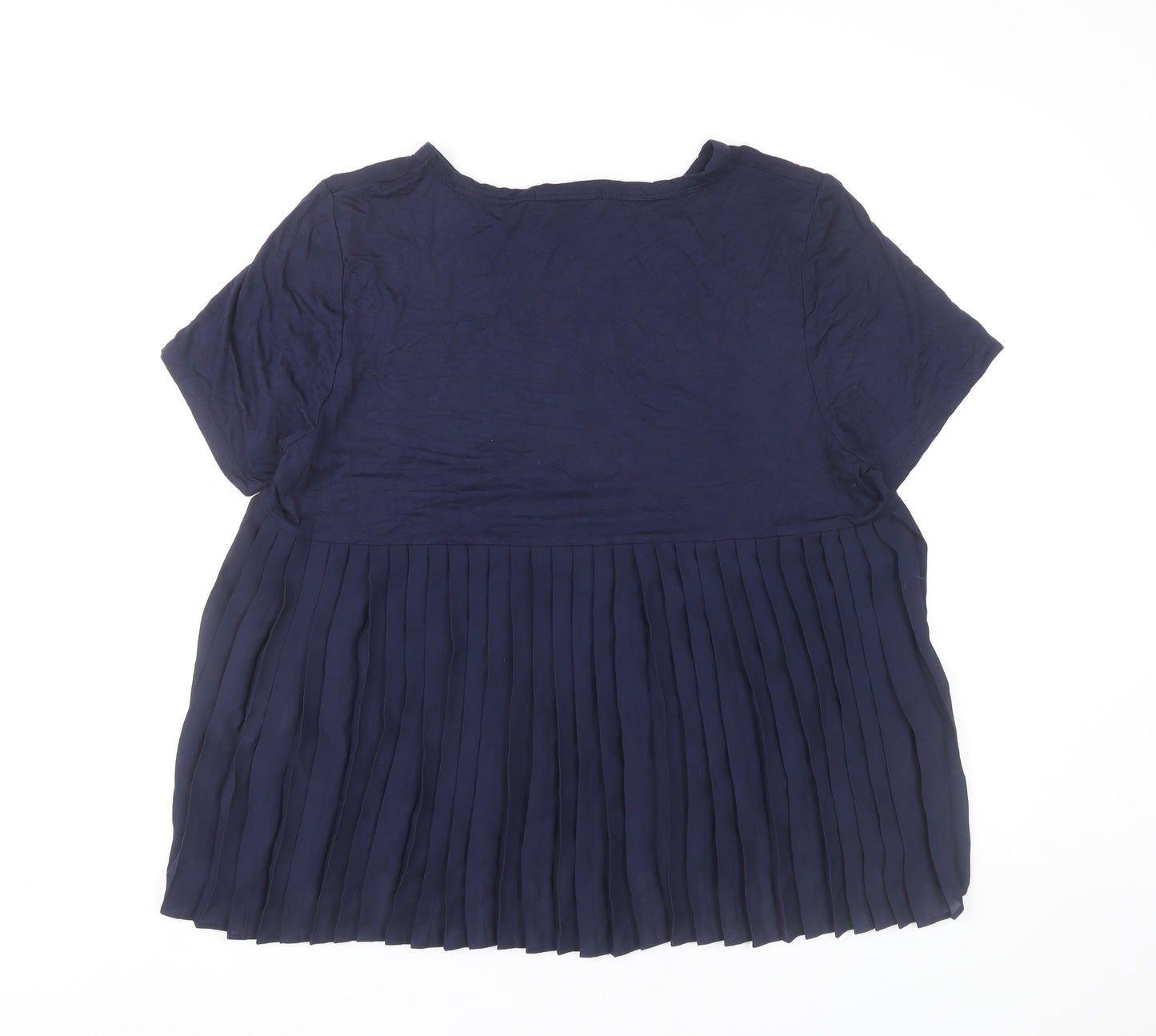 DKNY Jeans Womens Blue Pleated Hem T-Shirt Top Size L