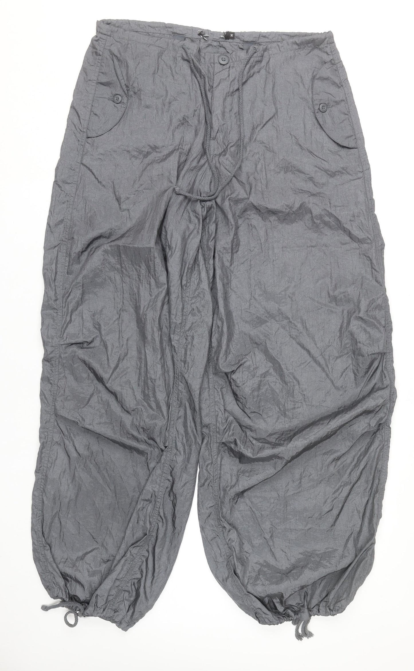 Motel Womens Grey Cargo Trousers Wide-Leg M Polyester