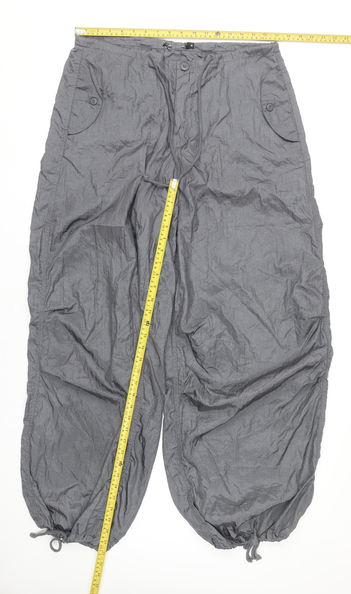 Motel Womens Grey Cargo Trousers Wide-Leg M Polyester