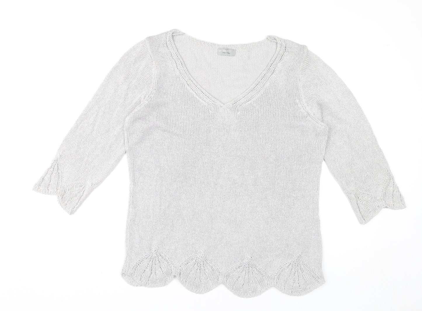 Marks and Spencer Women’s Grey V-Neck Pullover Jumper Size L