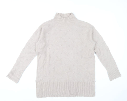 Fat Face Women’s Beige Mock Neck Wool Blend Jumper Size 6