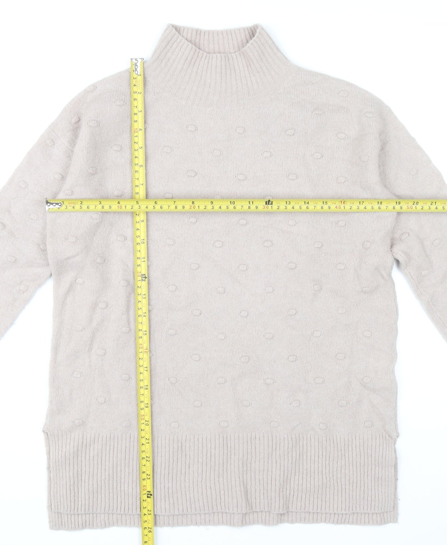 Fat Face Women’s Beige Mock Neck Wool Blend Jumper Size 6