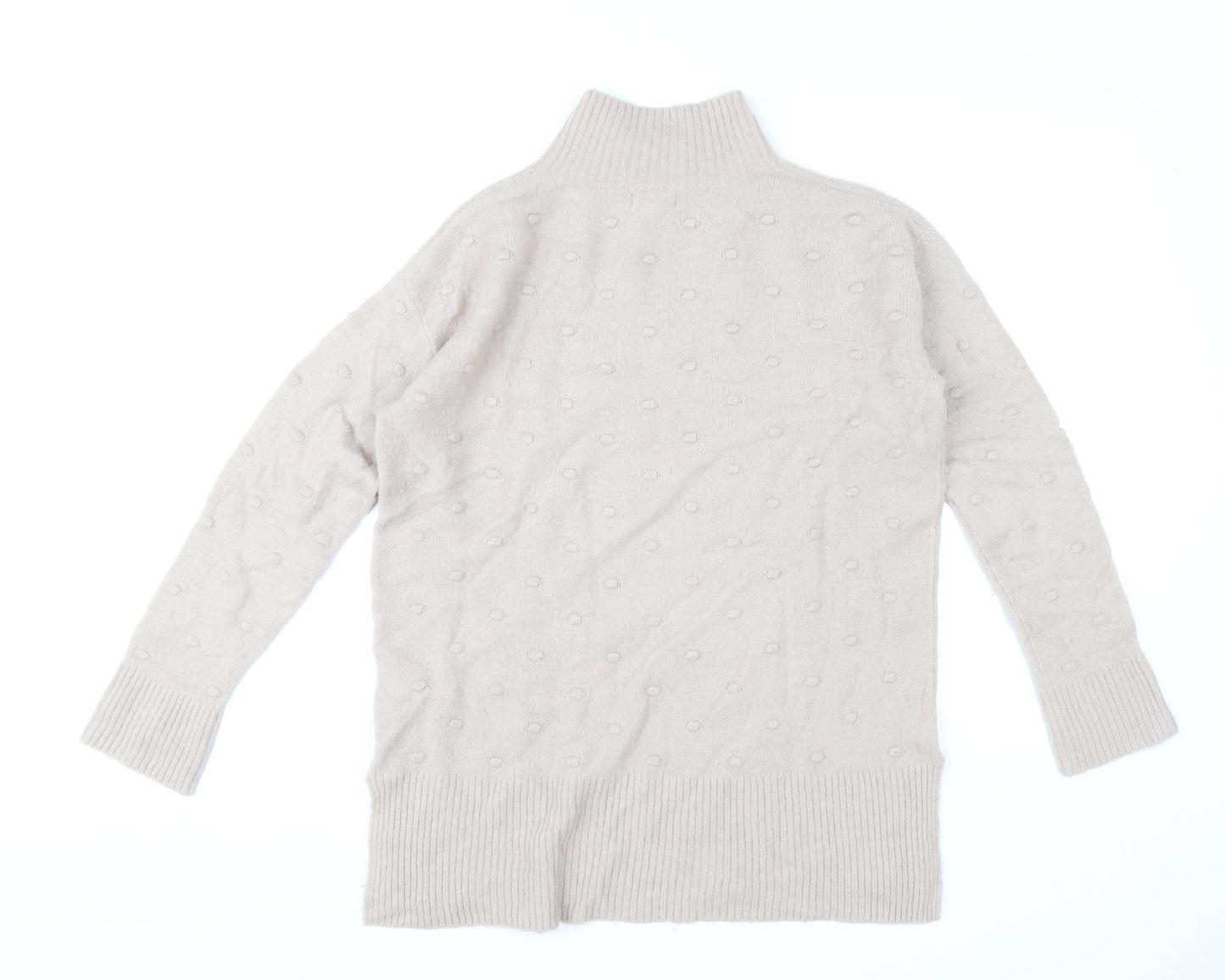 Fat Face Women’s Beige Mock Neck Wool Blend Jumper Size 6