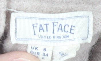 Fat Face Women’s Beige Mock Neck Wool Blend Jumper Size 6