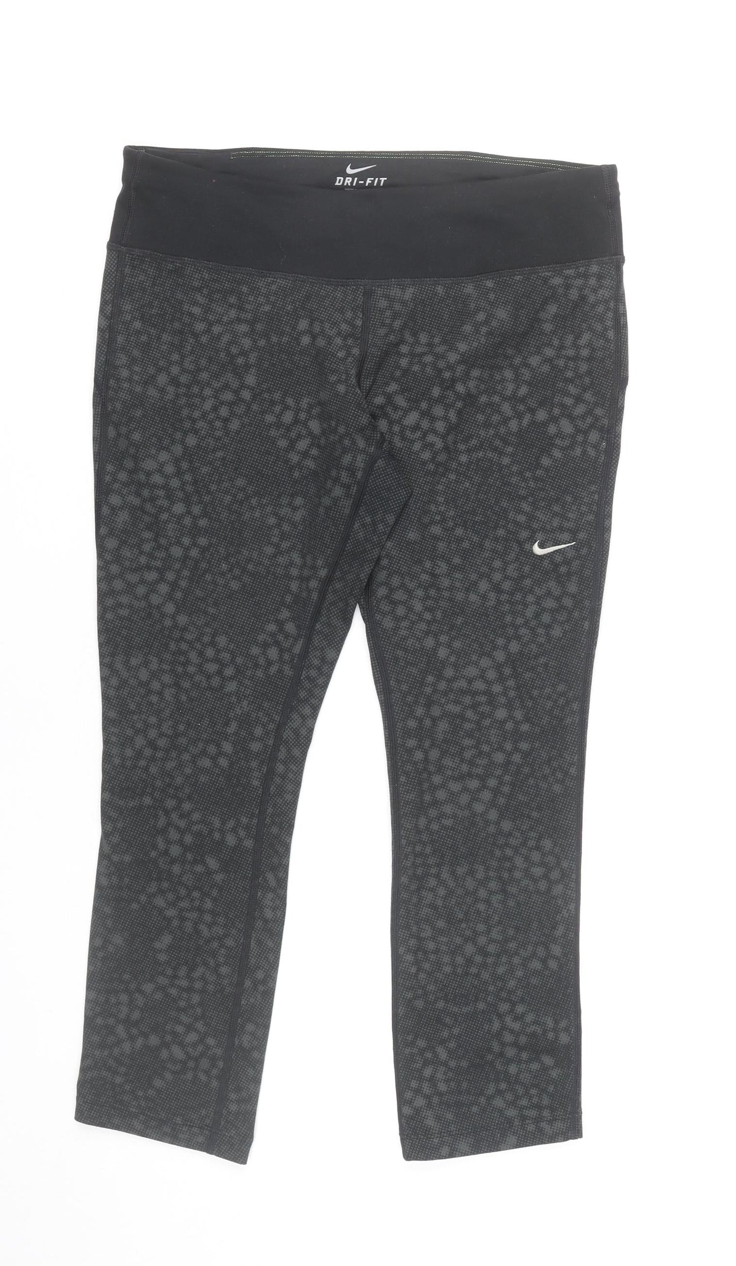 Nike Womens Black Cropped Dri-FIT Leggings M Slim Fit Running Yoga