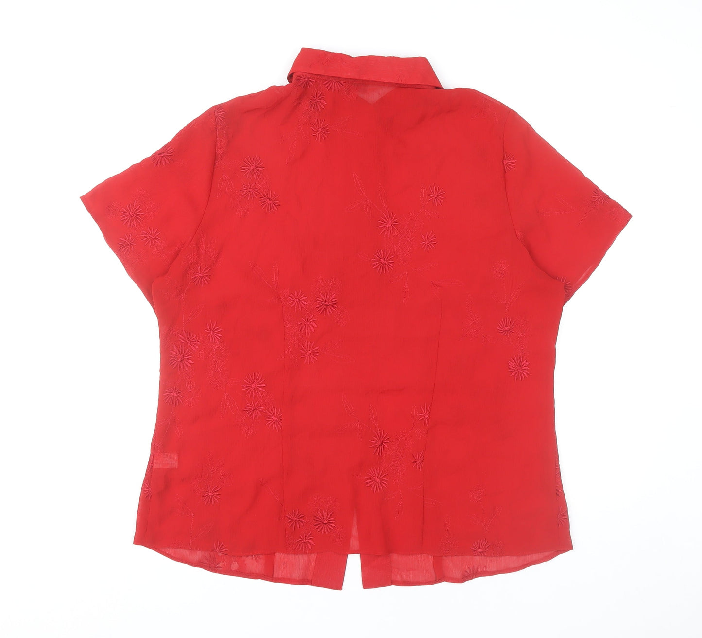 Joanna Hope Women’s Red Embroidered Button-Up Blouse Size 18