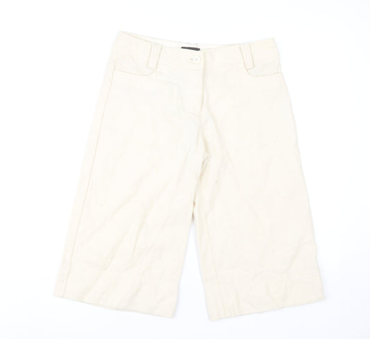 River Island Women’s Beige Wool Blend Cropped Wide-Leg Trousers Size 8