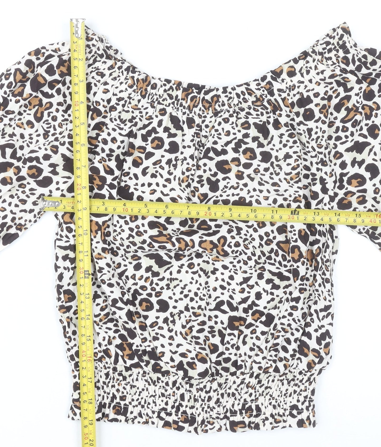 Oliver Bonas Women’s Leopard Print Off Shoulder Blouse UK 6