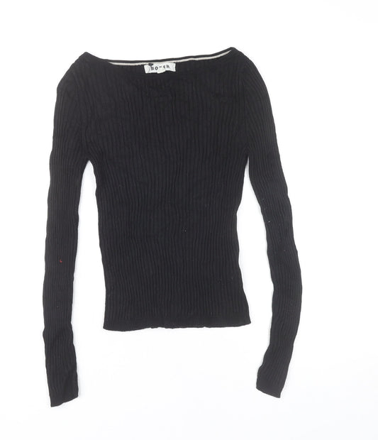 Boden Women’s Black Slim Fit Knit Boat Neck Top Size S