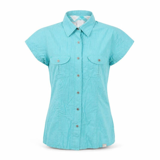 Womens UK Size XS The North Face Blue Cotton Blend Button-Up
