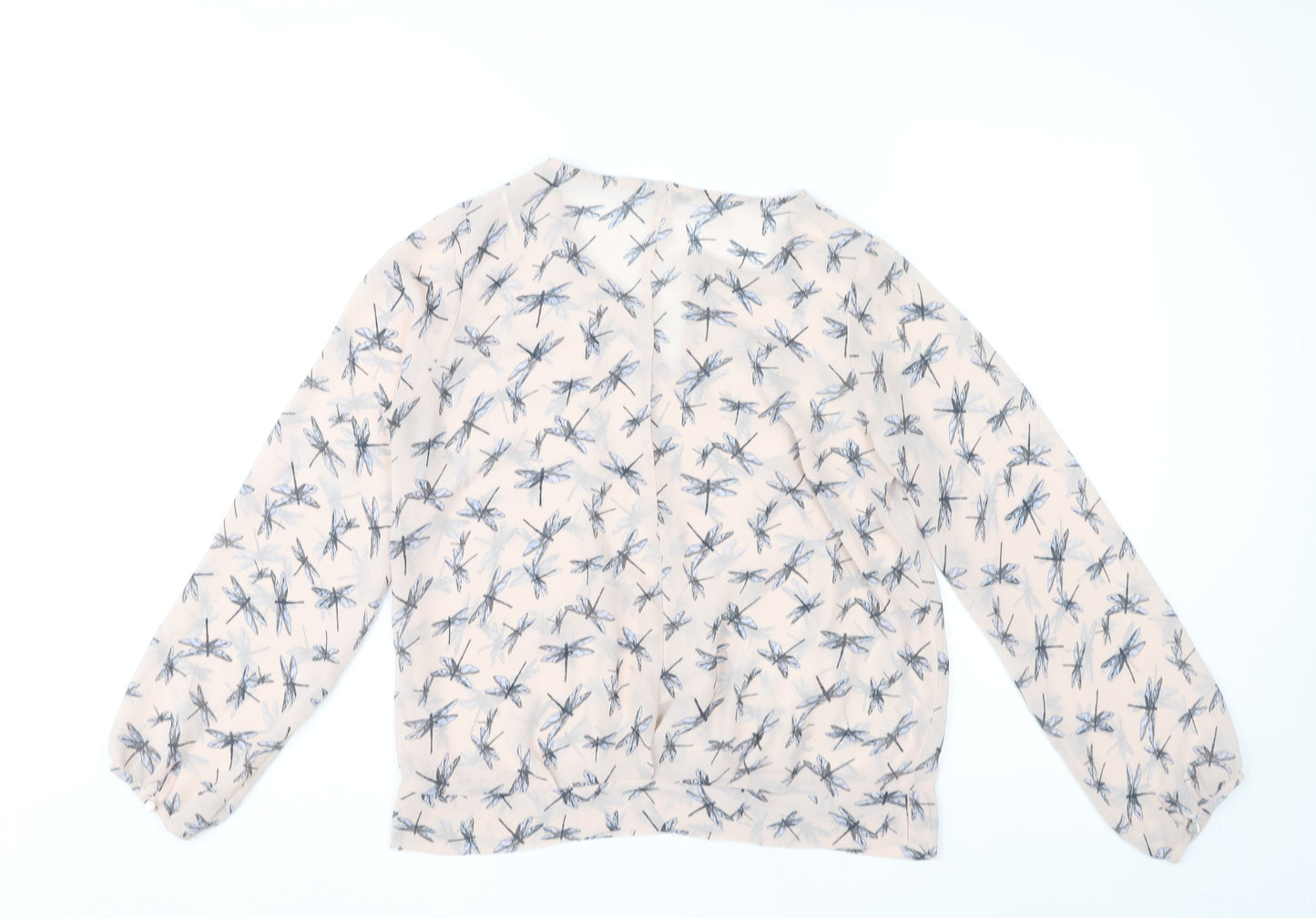 Next Women’s Beige Dragonfly Print Chiffon Blouse Size 10