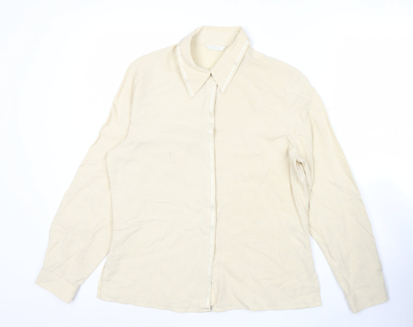 Marks and Spencer Womens Beige Button-Up Shirt Size 10 Long Sleeve