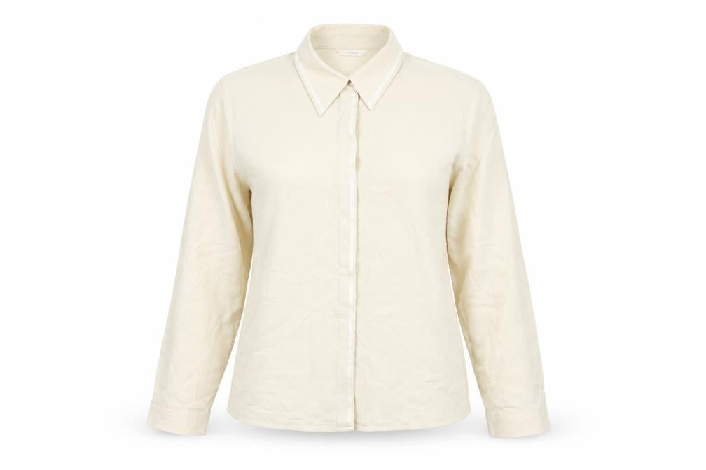 Marks and Spencer Womens Beige Button-Up Shirt Size 10 Long Sleeve