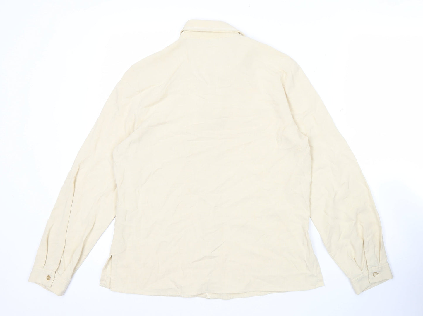 Marks and Spencer Womens Beige Button-Up Shirt Size 10 Long Sleeve