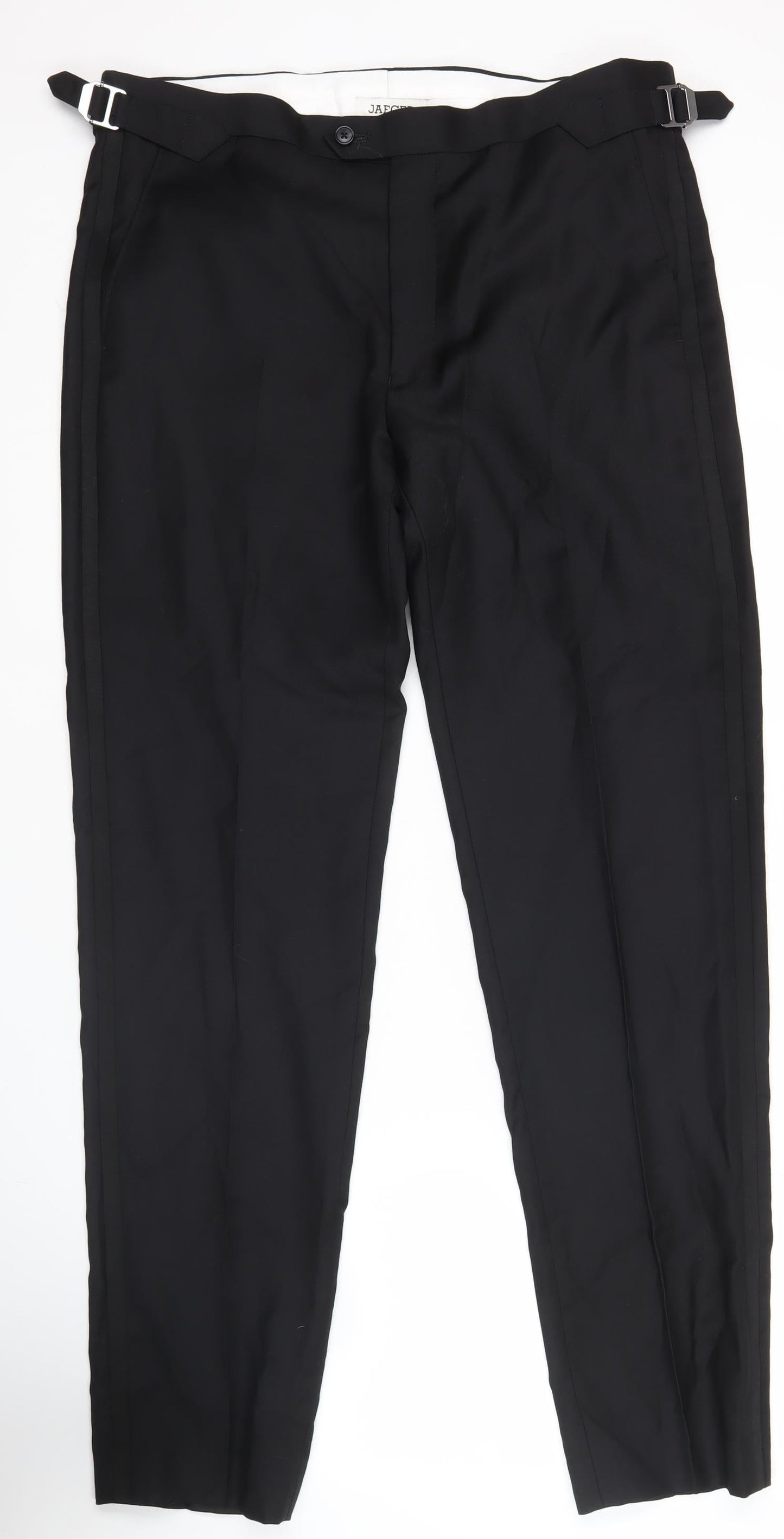 Jaeger Men's Black Wool Dress Pants 36in Waist Tailored Fit