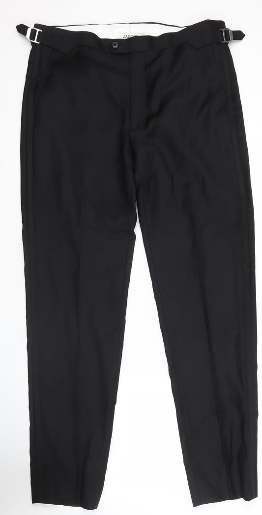 Jaeger Men's Black Wool Dress Pants 36in Waist Tailored Fit