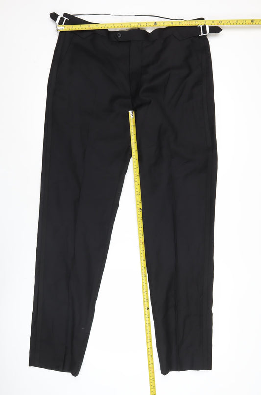 Jaeger Men's Black Wool Dress Pants 36in Waist Tailored Fit