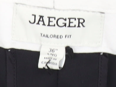 Jaeger Men's Black Wool Dress Pants 36in Waist Tailored Fit