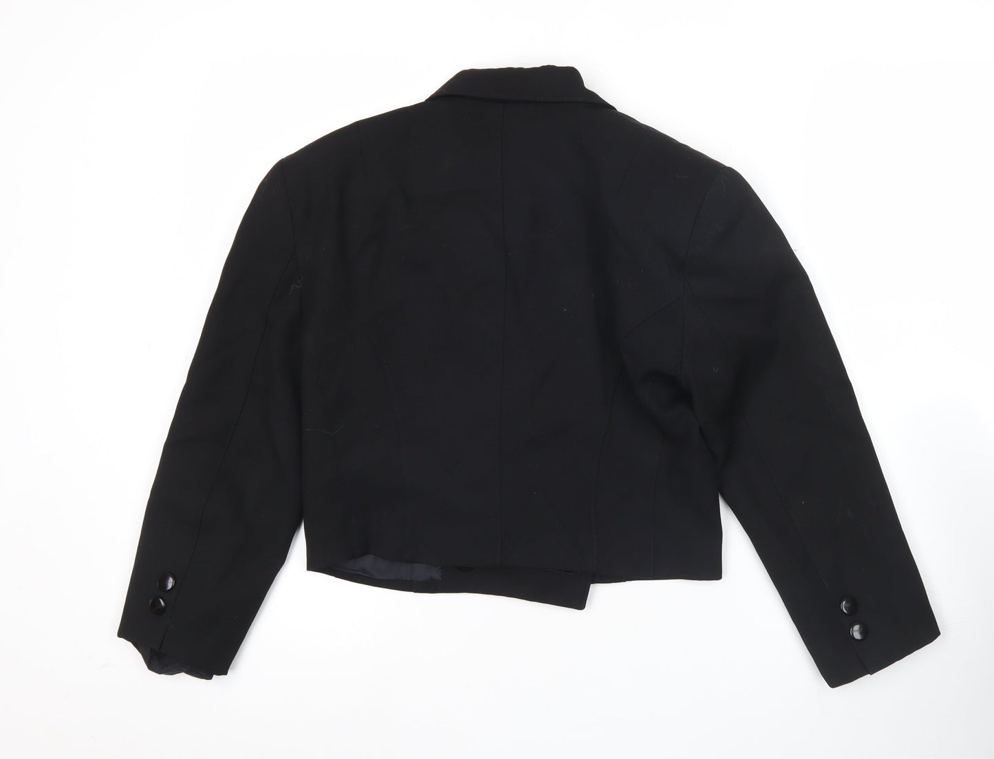 NON NO Womens Black Cropped Suit Jacket Size 18 Double Breasted