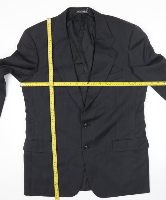 Marks and Spencer Mens Black Wool Blazer Jacket 40 Chest M Regular Fit