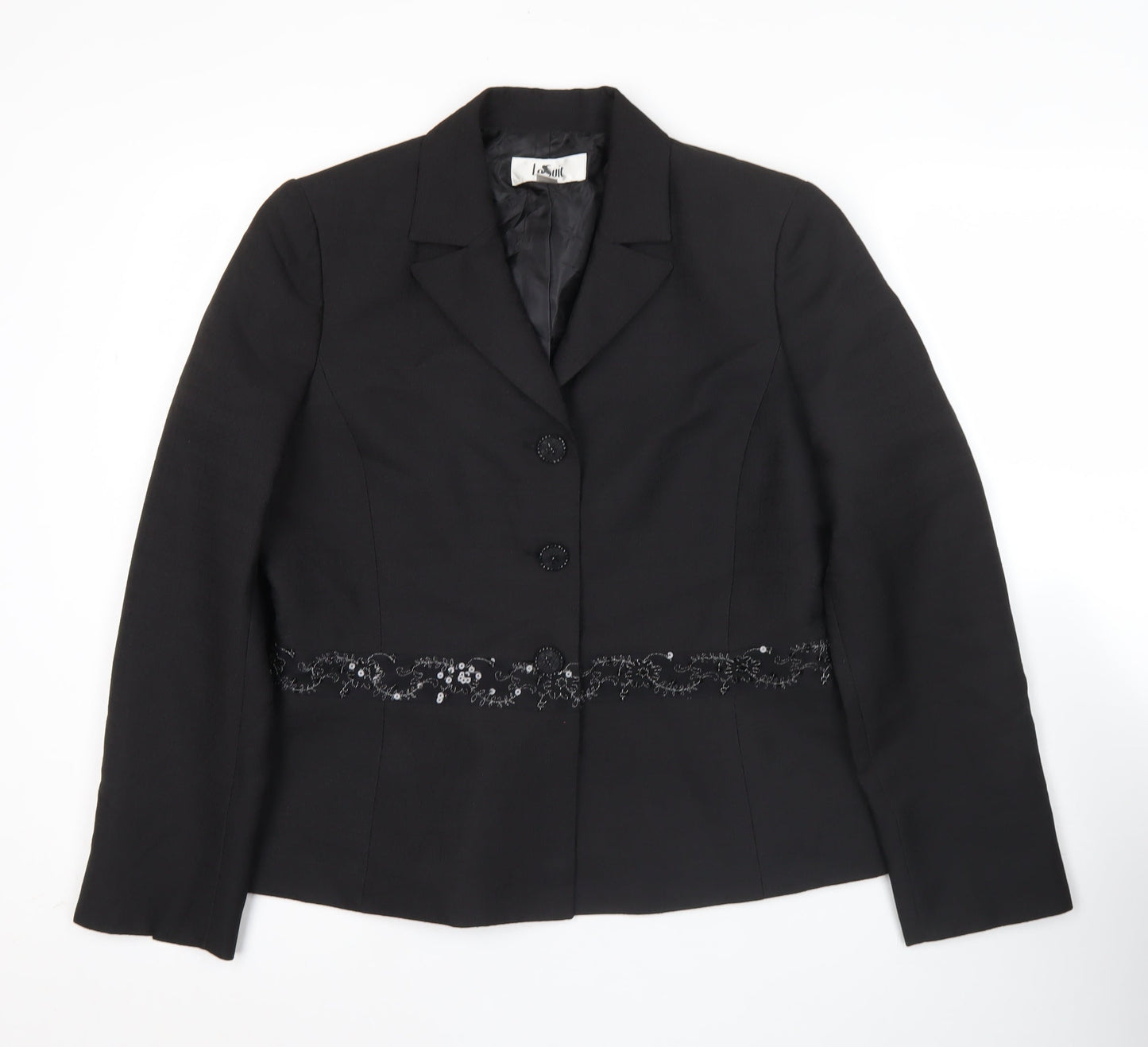 Le Suit Womens Black Size 10 Tailored Jacket Notch Lapel Formal Workwear