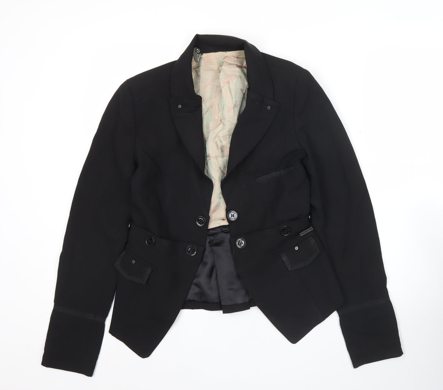 Firetrap Women’s Black Wool Blend Blazer Jacket Size S Smart Workwear